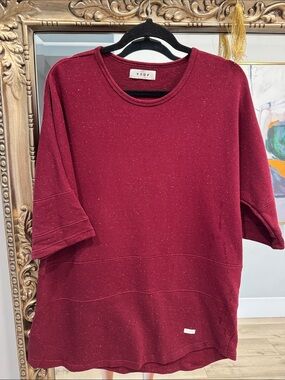 Men's Burgundy Short-Sleeve Crewneck Sweater